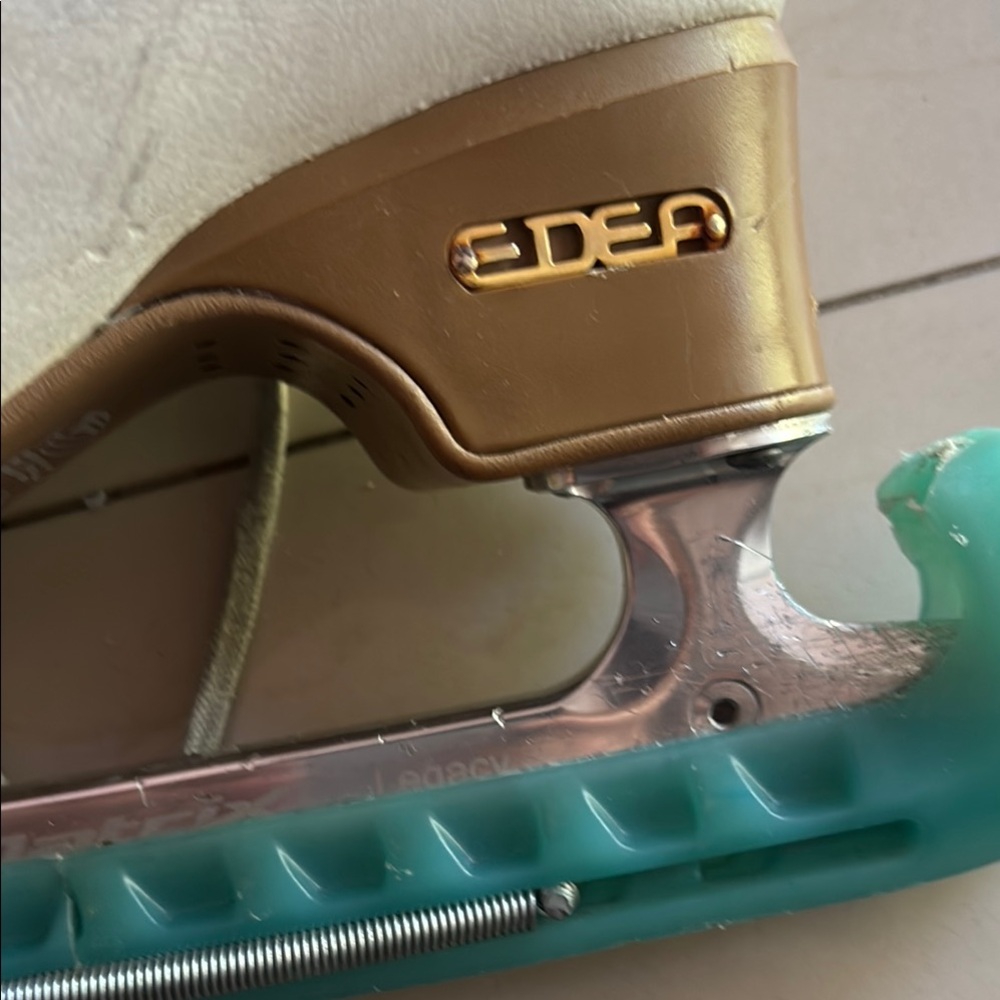 Edea White Ice Skates with Brown Accents - Picture 2 of 11